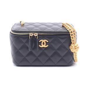 Chanel Matelassé Vanity Shoulder Bag/Handbag, Lambskin Leather, Women's, Blac...